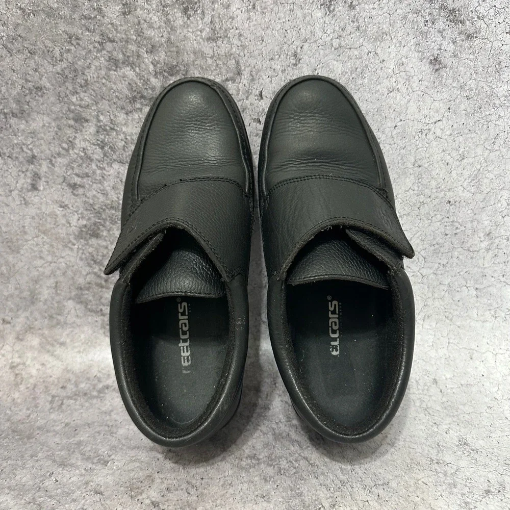 Streetcars Shoes Men 11 2W Black Leather Comfort Hook Loop Moc Toe 9475-FG